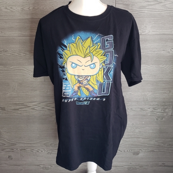 Funko Pop Dragon Ball Z Super Saiyan 3 GOKU T-Shirt GameStop Exclusive Size XL - Picture 1 of 6